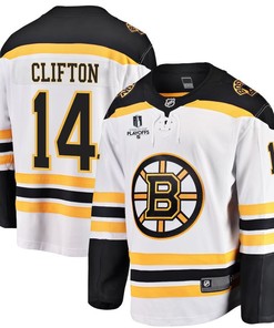 Connor Clifton 14 Boston Bruins Stanley Cup 2023 Playoffs Patch Away Breakaway Men Jersey - White - Robokeg