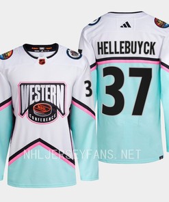 Connor Hellebuyck 37 Winnipeg Jets 2023 All-Star Game Jersey White Equipment - Robokeg