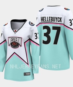 Connor Hellebuyck 37 Winnipeg Jets White 2023 All-Star Western Conference Jersey Women - Robokeg