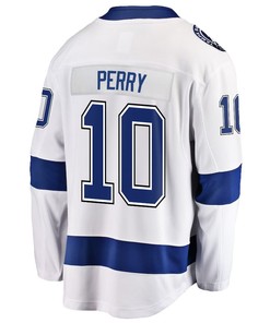 Corey Perry 10 Tampa Bay Lightning Stanley Cup 2023 Playoffs Patch Away Breakaway Men Jersey - White - Robokeg