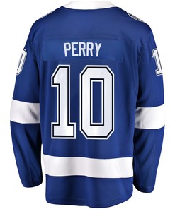 Corey Perry 10 Tampa Bay Lightning Stanley Cup 2023 Playoffs Patch Home Breakaway Men Jersey - Blue - Robokeg