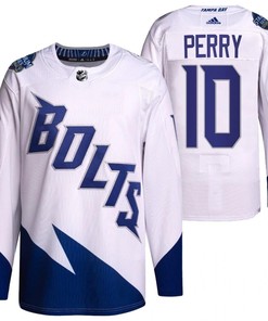 Corey Perry 2022 Stadium Series Lightning 10 White Primegreen Jersey Jersey - Robokeg