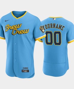 Custom 00 2022-23 City Connect Milwaukee Brewers Jersey - Powder Blue - Robokeg