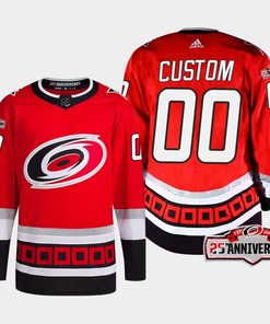 Custom 00 Carolina Hurricanes Red Jersey 2022-23 Third 25th Anniversary - Robokeg