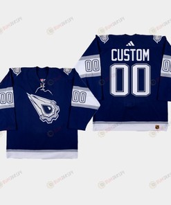 Custom 00 Edmonton Oilers 2022-23 Reverse Retro 2.0 Navy Jersey - Robokeg