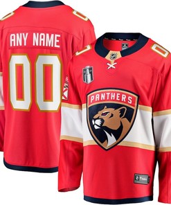 Custom 00 Florida Panthers 2023 Stanley Cup Final Home Breakaway Jersey - Red - Robokeg