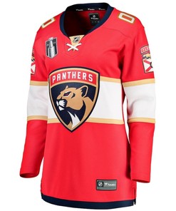 Custom 00 Florida Panthers Women's 2023 Stanley Cup Final Home Breakaway Jersey - Red - Robokeg