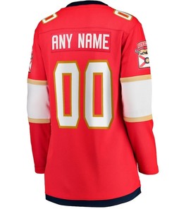 Custom 00 Florida Panthers Women's 2023 Stanley Cup Final Home Breakaway Jersey - Red - Robokeg