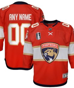 Custom 00 Florida Panthers Youth 2023 Stanley Cup Final Home Jersey - Red - Robokeg