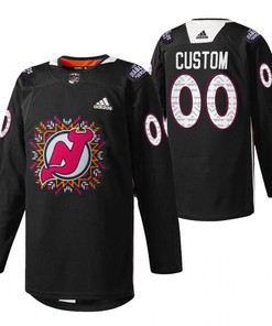 Custom 00 New Jersey Devils 2022 Hispanic Heritage Night Black Jersey Jersey - Robokeg