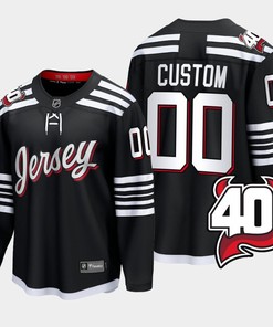 Custom 00 New Jersey Devils 2022-23 40th Anniversary Alternate Black Jersey - Robokeg