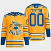 Custom 00 Reverse Retro 2.0 2022 St. Louis Blues Yellow Jersey Primegreen - Robokeg