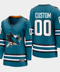 Custom 00 San Jose Sharks 2022-23 Home Women Premier Breakaway Jersey Teal - Robokeg