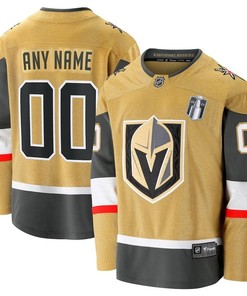 Custom 00 Vegas Golden Knights 2023 Stanley Cup Final Home Breakaway Jersey - Gold - Robokeg