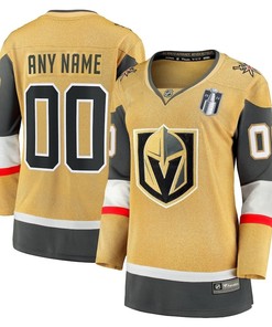 Custom 00 Vegas Golden Knights Women's 2023 Stanley Cup Final Home Breakaway Jersey - Gold - Robokeg