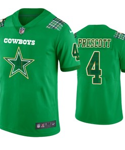 Dak Prescott Dallas Cowboys #4 Jersey St. Patricks Day Kelly Green Lucky - Men - Robokeg