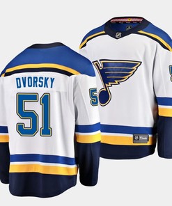 Dalibor Dvorsky #51 St. Louis Blues 2023 NHL Draft Away Men Jersey - White - Robokeg