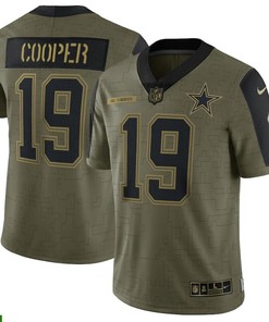 Dallas Cowboys Amari Cooper 19 Nfl Olive 2021 Salute To Service Retired Player Men Jersey For Cowboys Fans - Robokeg