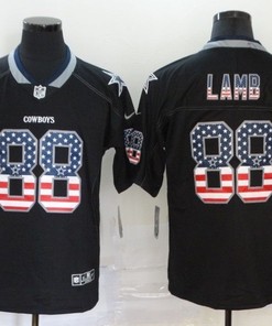 Dallas Cowboys Ceedee Lamb #88 Nfl 2020 Black Us Flag Jersey - Robokeg