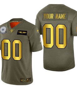 Dallas Cowboys Custom 2019 Salute To Service Nfl 100 Mens Jersey Metallic - Robokeg