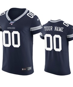 Dallas Cowboys Custom Navy 100th Season Vapor Elite Jersey - Robokeg