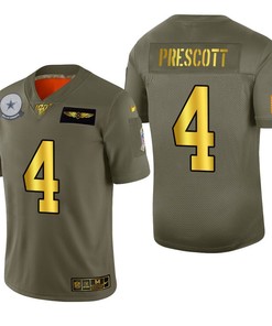 Dallas Cowboys Dak Prescott 2019 Salute To Service Nfl 100 Mens Jersey Metallic - Robokeg