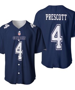 Dallas Cowboys Dak Prescott #4 Great Player Nfl American Football Game Navy 2019 Jersey Style Gift For Cowboys Fans Baseball Jersey - Robokeg