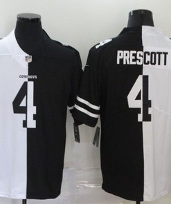 Dallas Cowboys Dak Prescott #4 Nfl 2020 Black And White Jersey - Robokeg