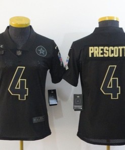 Dallas Cowboys Dak Prescott #4 Nfl 2020 Black Womens Jersey - Robokeg