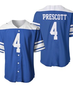 Dallas Cowboys Dak Prescott #4 Nfl American Football Dak Royal Rivalry Throwback 3d Designed Allover Gift For Cowboys Fans Baseball Jersey - Robokeg
