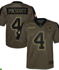 Dallas Cowboys Dak Prescott 4 Nfl Olive 2021 Salute To Service Game Men Jersey For Cowboys Fans - Robokeg