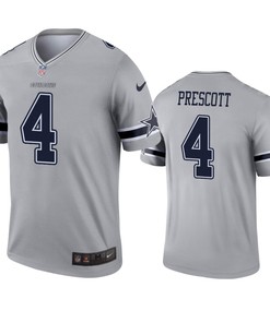 Dallas Cowboys Dak Prescott Gray Inverted Legend Jersey - Robokeg