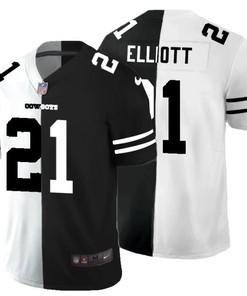 Dallas Cowboys Ezekiel Elliott #21 Nfl 2020 Black And White Jersey - Robokeg