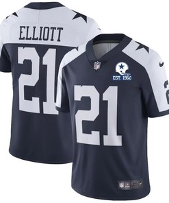 Dallas Cowboys Ezekiel Elliott #21 Nfl 2020 Black Blue Jersey - Robokeg