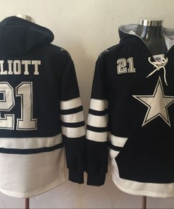 Dallas Cowboys Ezekiel Elliott #21 Nfl 2020 Black Hoodie Jersey - Robokeg