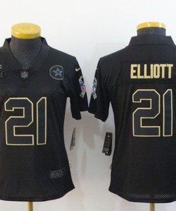 Dallas Cowboys Ezekiel Elliott #21 Nfl 2020 Black Womens Jersey - Robokeg
