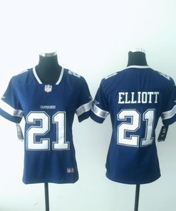 Dallas Cowboys Ezekiel Elliott #21 Nfl 2020 Navy Blue Womens Jersey - Robokeg