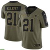 Dallas Cowboys Ezekiel Elliott 21 Nfl Olive 2021 Salute To Service Retired Player Men Jersey For Cowboys Fans - Robokeg