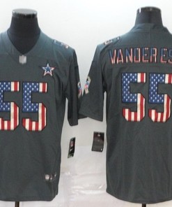 Dallas Cowboys Leighton Vander Esch #55 Nfl 2020 American Flag Grey Jersey - Robokeg