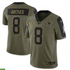 Dallas Cowboys Troy Aikman 8 Nfl Olive 2021 Salute To Service Retired Player Men Jersey For Cowboys Fans - Robokeg