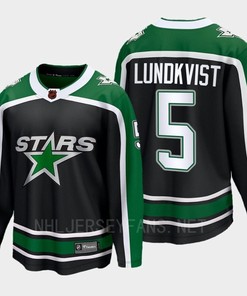 Dallas Stars 2022 Nils Lundkvist 5 Special Edition 2.0 Black 5 Jersey Breakaway Player - Robokeg