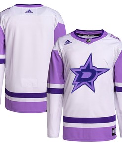 Dallas Stars Adidas Hockey Fights Cancer Primegreen Authentic Blank Practice Jersey - White/purple Nhl - Robokeg