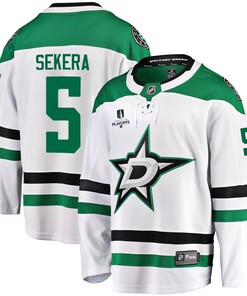 Dallas Stars Andrej Sekera 5 Away 2022 Stanley Cup Playoffs Breakaway Men Jersey - White - Robokeg