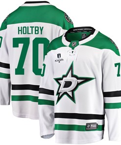 Dallas Stars Braden Holtby 70 Away 2022 Stanley Cup Playoffs Breakaway Men Jersey - White - Robokeg