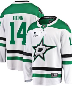 Dallas Stars Jamie Benn 14 Away 2022 Stanley Cup Playoffs Breakaway Men Jersey - White - Robokeg