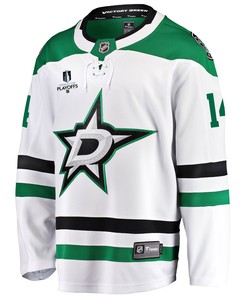 Dallas Stars Jamie Benn 14 Away 2022 Stanley Cup Playoffs Breakaway Men Jersey - White - Robokeg