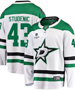 Dallas Stars Marian Studenic 43 Away 2022 Stanley Cup Playoffs Breakaway Men Jersey - White - Robokeg