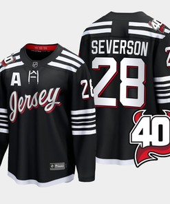 Damon Severson 28 New Jersey Devils 2022-23 40th Anniversary Alternate Black Jersey - Robokeg