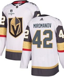 Daniil Miromanov 42 Vegas Golden Knights Stanley Cup 2023 Champions Patch Away Breakaway Men Jersey - White - Robokeg