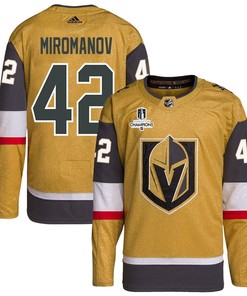 Daniil Miromanov 42 Vegas Golden Knights Stanley Cup 2023 Champions Patch Home Breakaway Men Jersey - Gold - Robokeg